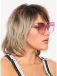 Purple Pink Rimless Cat Eye Sunglasses, , hi-res