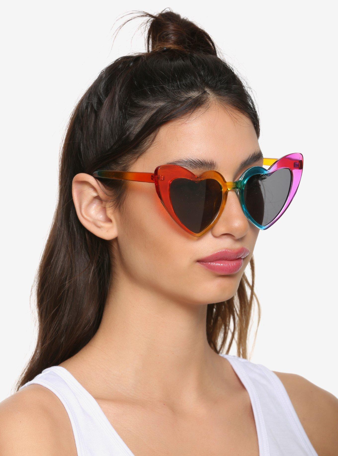 Rainbow Oversized Extreme Hearts Sunglasses, , hi-res