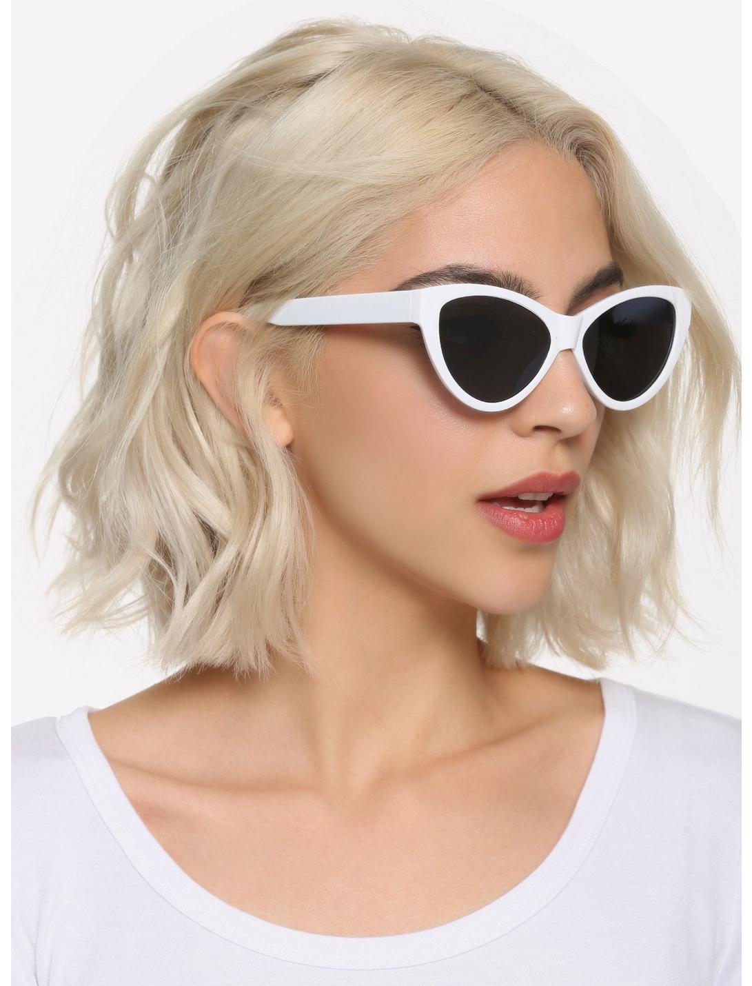 White Cateye Sunglasses, , hi-res