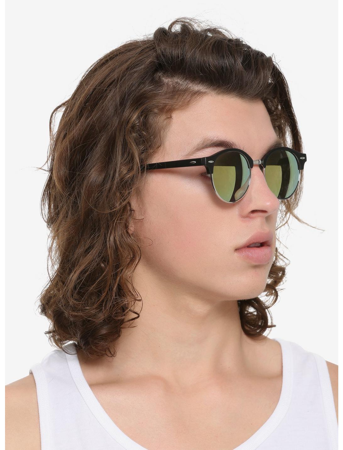 Matte Black Half Rim Sunglasses, , hi-res