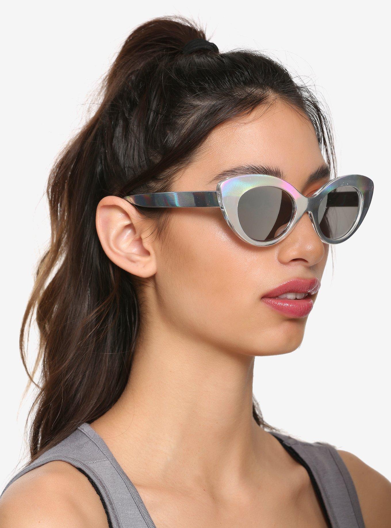 Iridescent Cat Eye Sunglasses, , hi-res