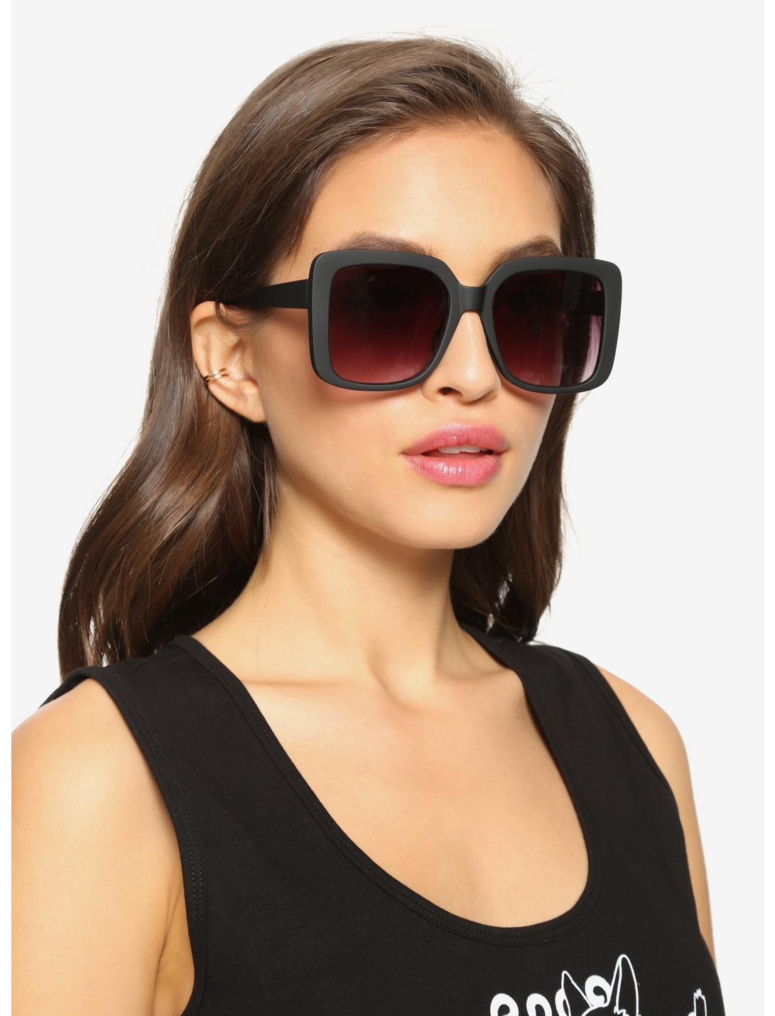 Black Oversized Square Sunglasses, , hi-res
