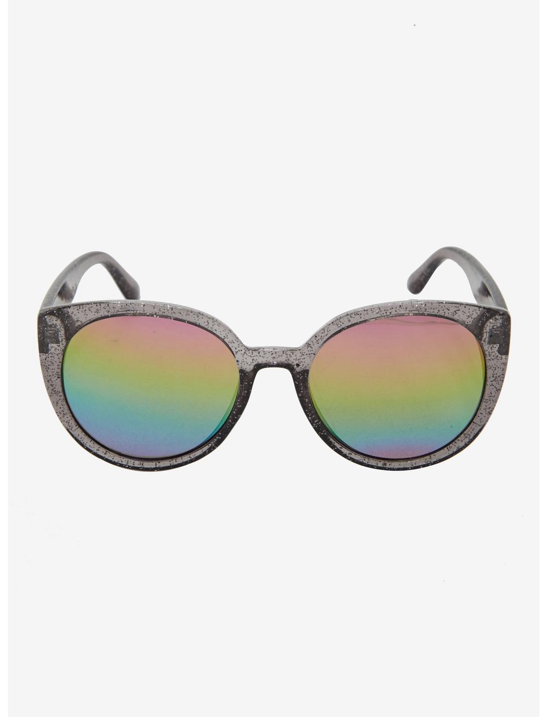 Smoke Glitter Rainbow Lens Cateye Sunglasses, , hi-res