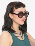 Black Acrylic Round Sunglasses, , hi-res