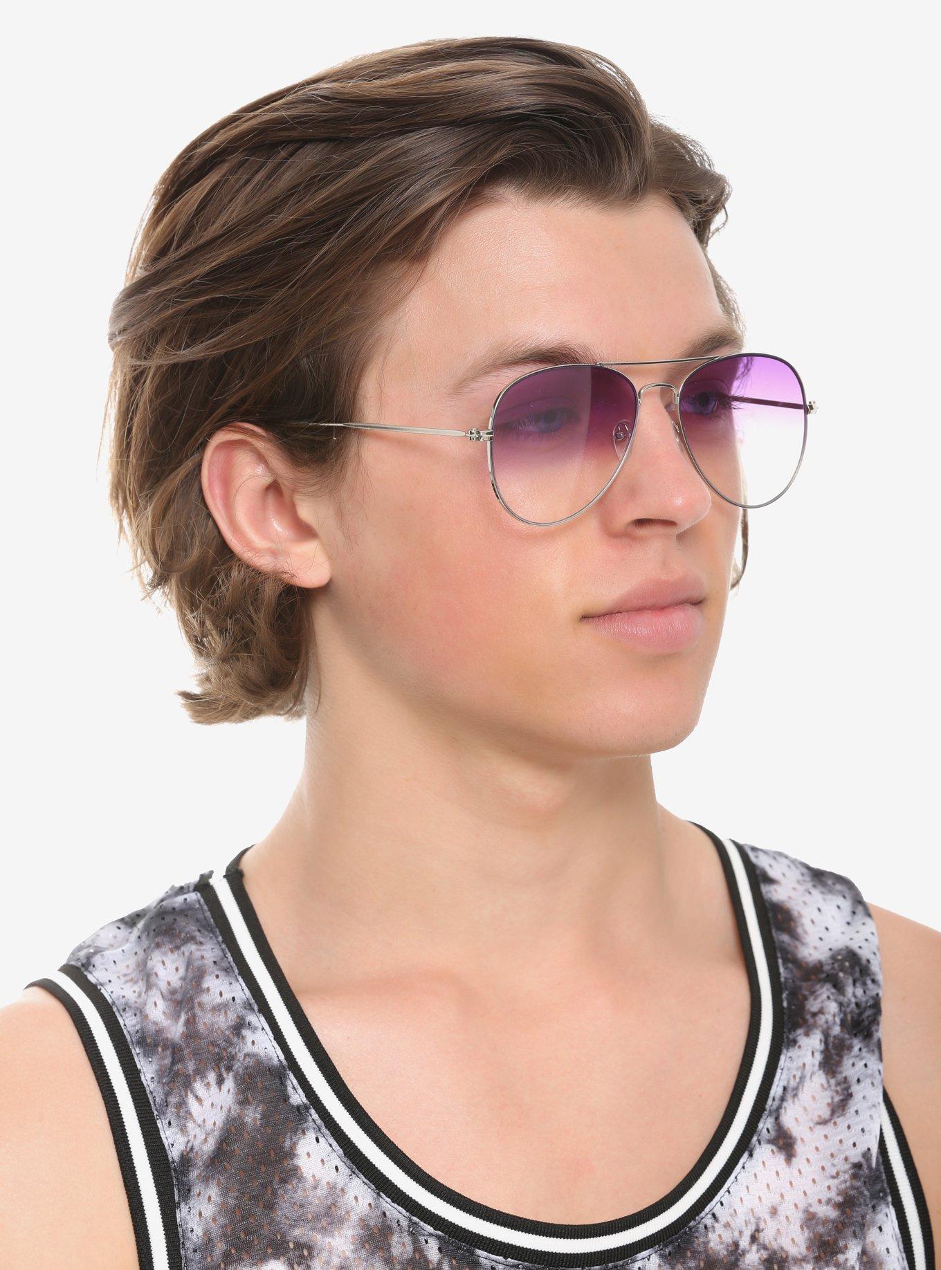 Purple Ombre Aviator Sunglasses, , hi-res