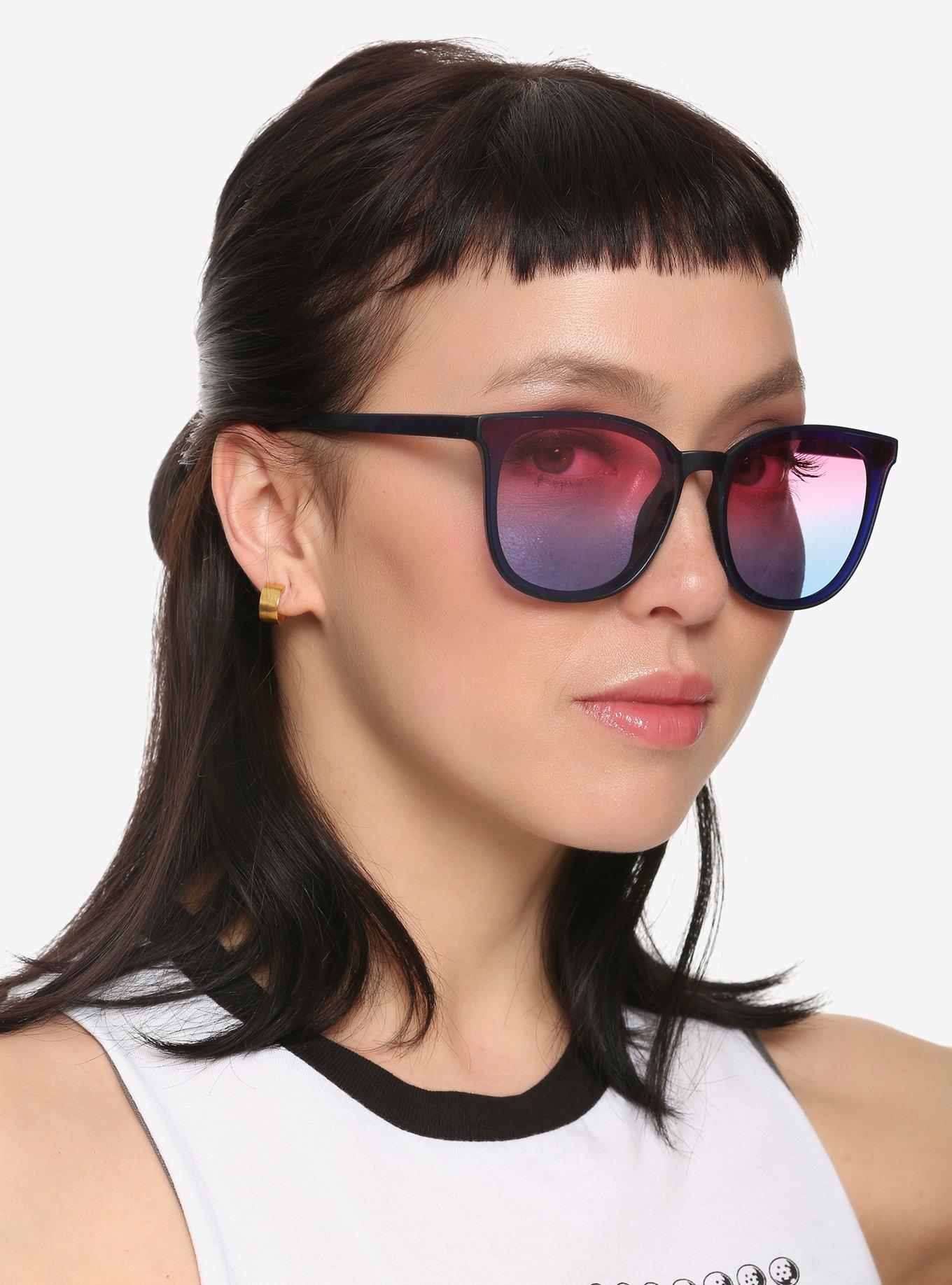 Pink & Blue Black Frame Sunglasses, , hi-res