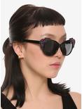 Purple & Black Bedazzled Cat Eye Sunglasses, , hi-res