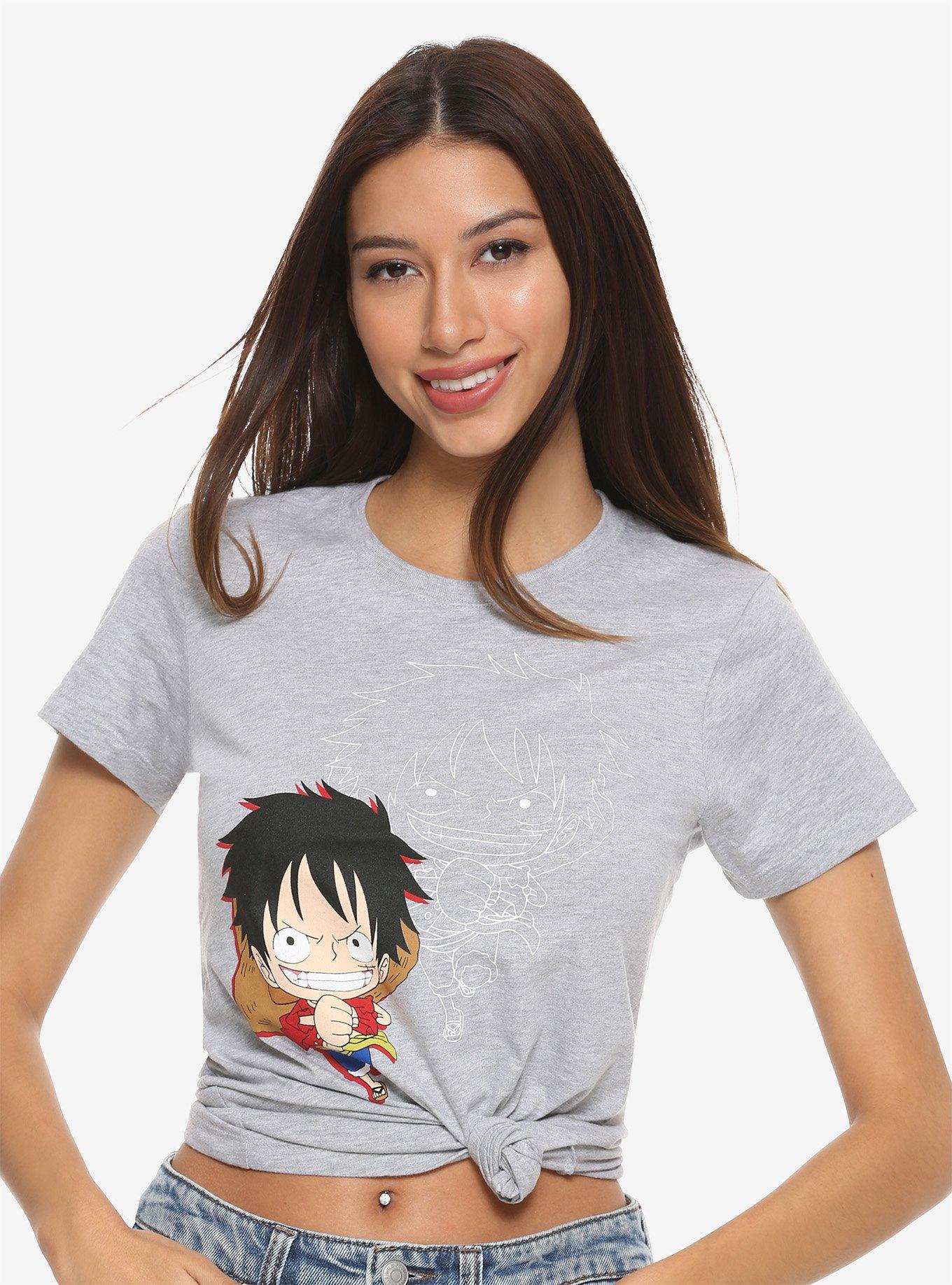 One Piece Luffy Chibi Girls T-Shirt, GREY, hi-res