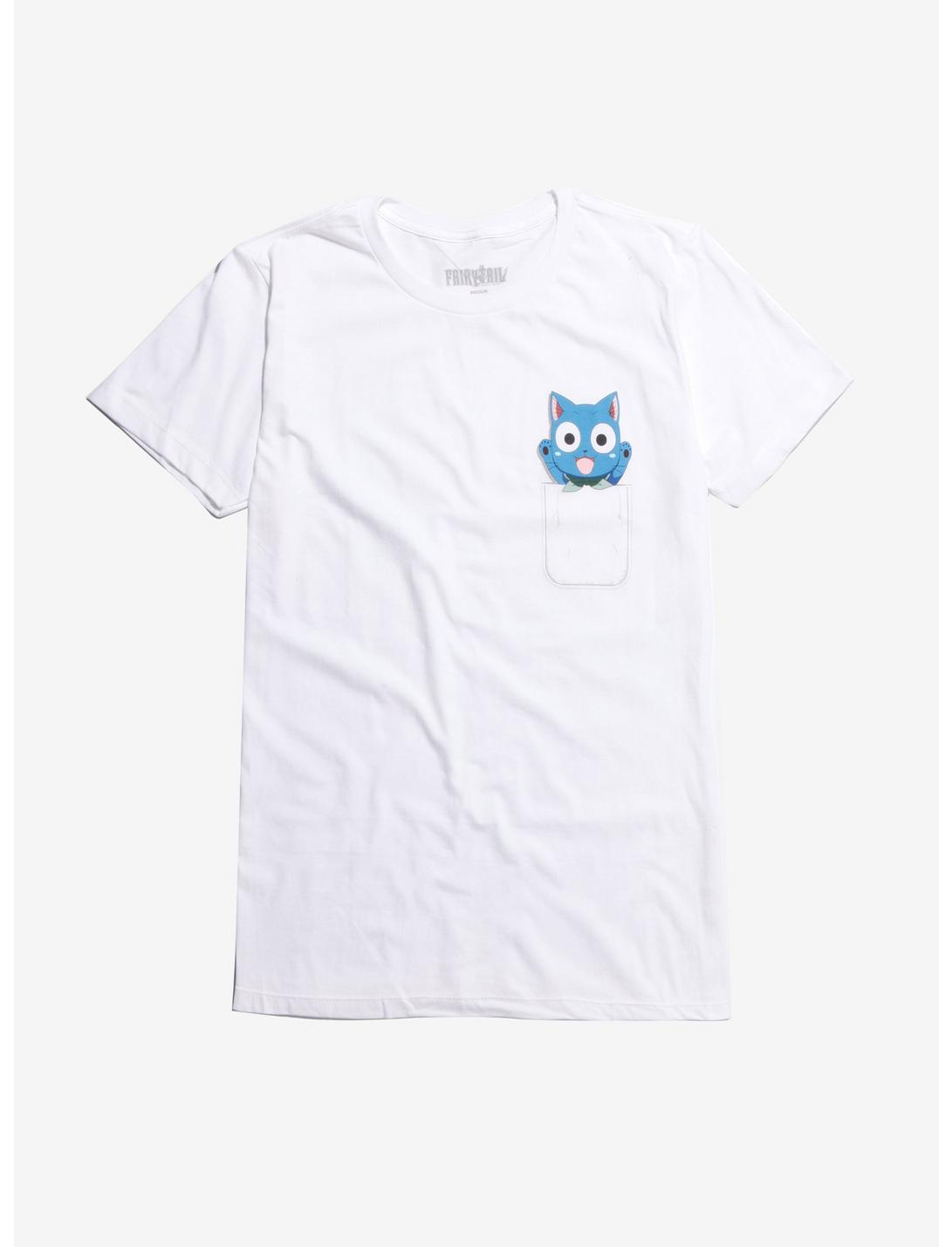 Fairy Tail Happy Faux Pocket T-Shirt, WHITE, hi-res