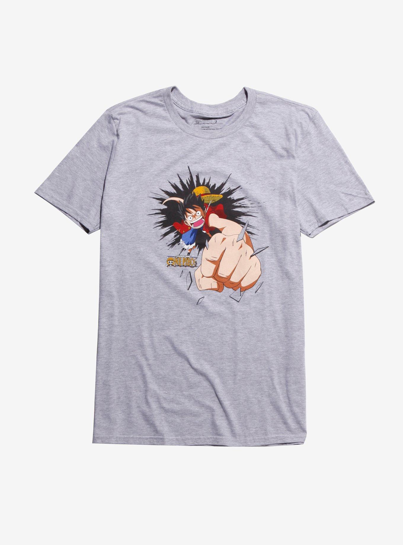 One Piece Luffy Punch T-Shirt, GREY, hi-res