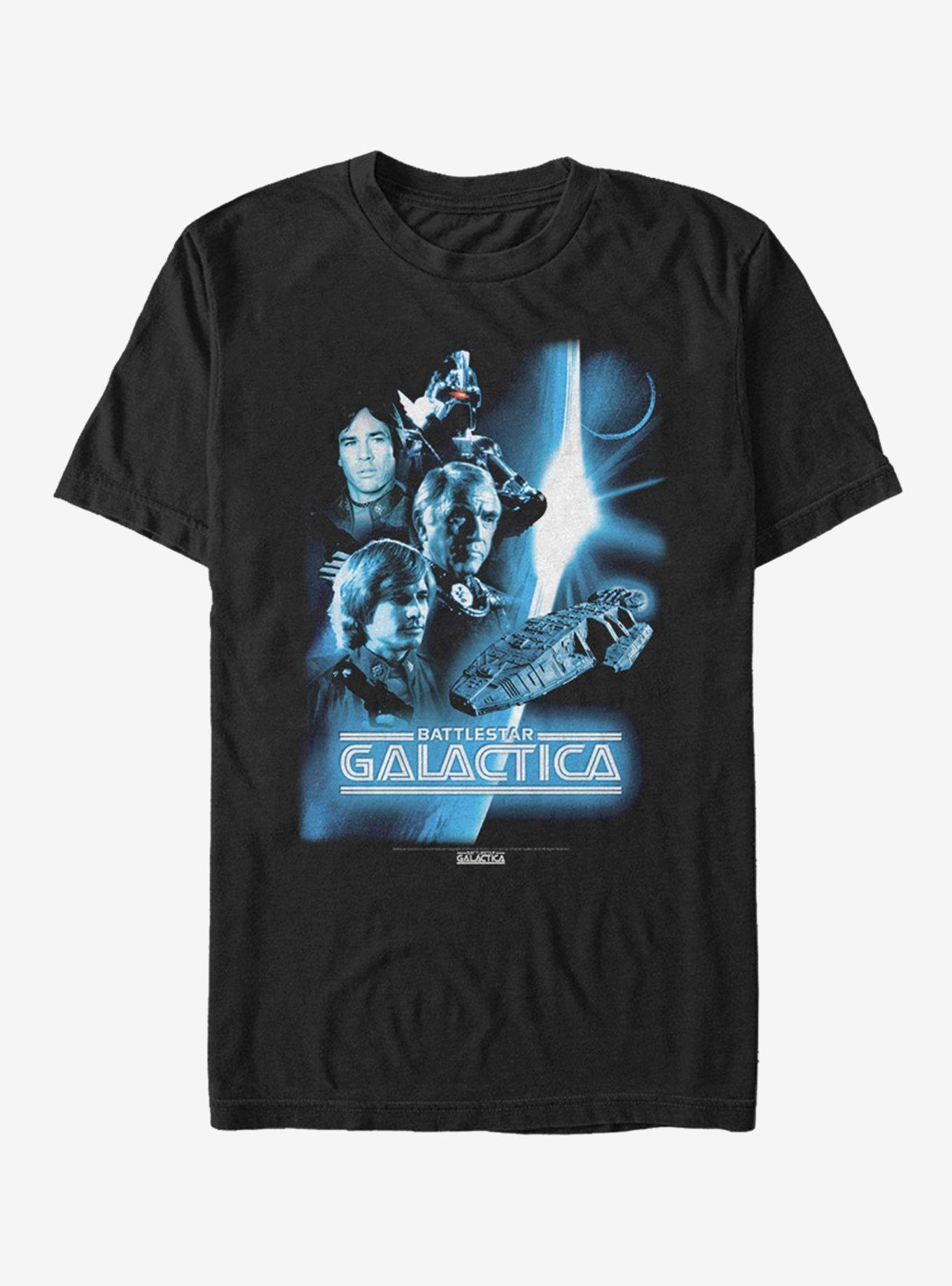 Battlestar Galactica Vintage Battlestar Poster T-Shirt, BLACK, hi-res