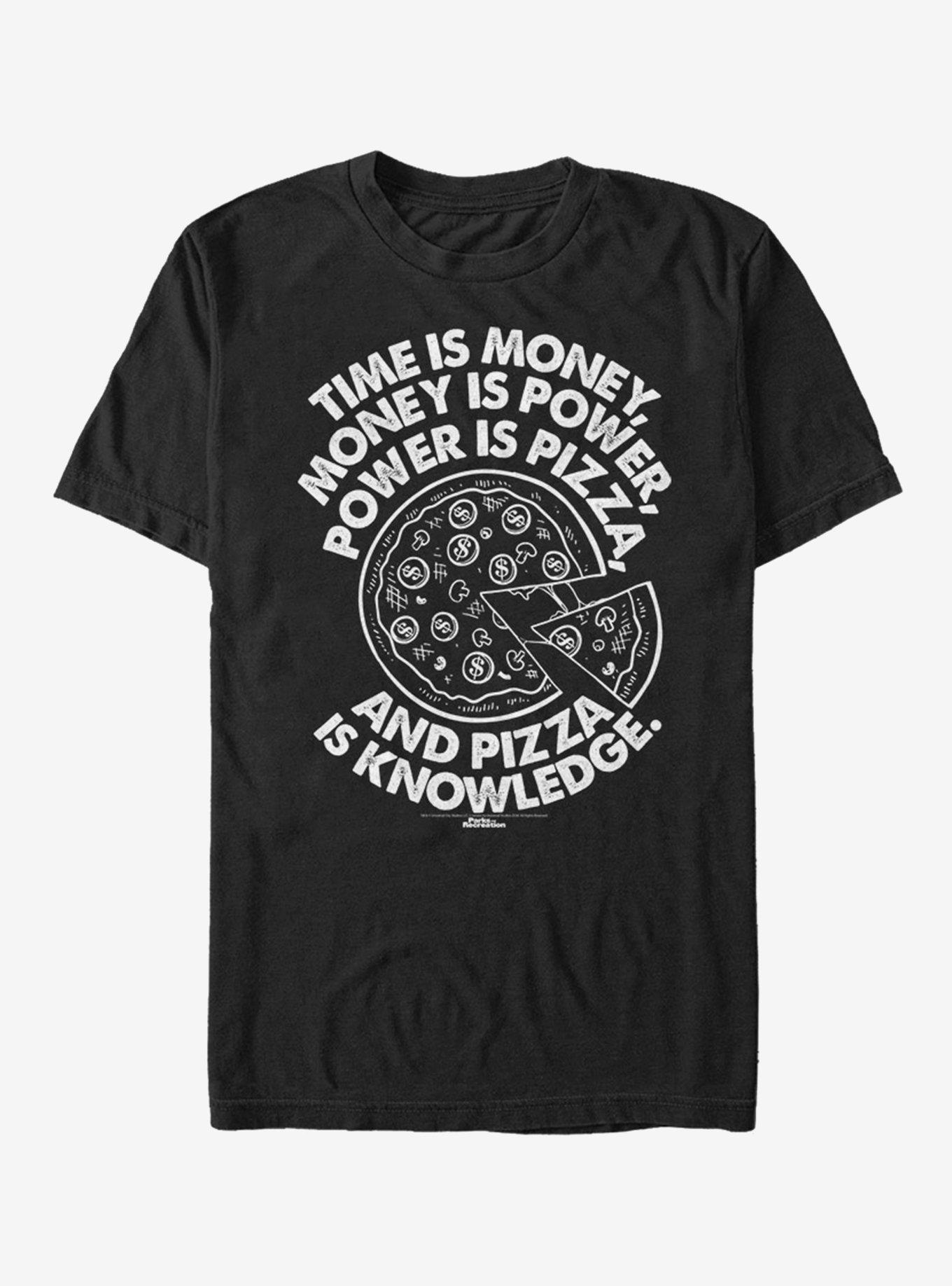 Parks & Recreation Power is Pizza T-Shirt, BLACK, hi-res