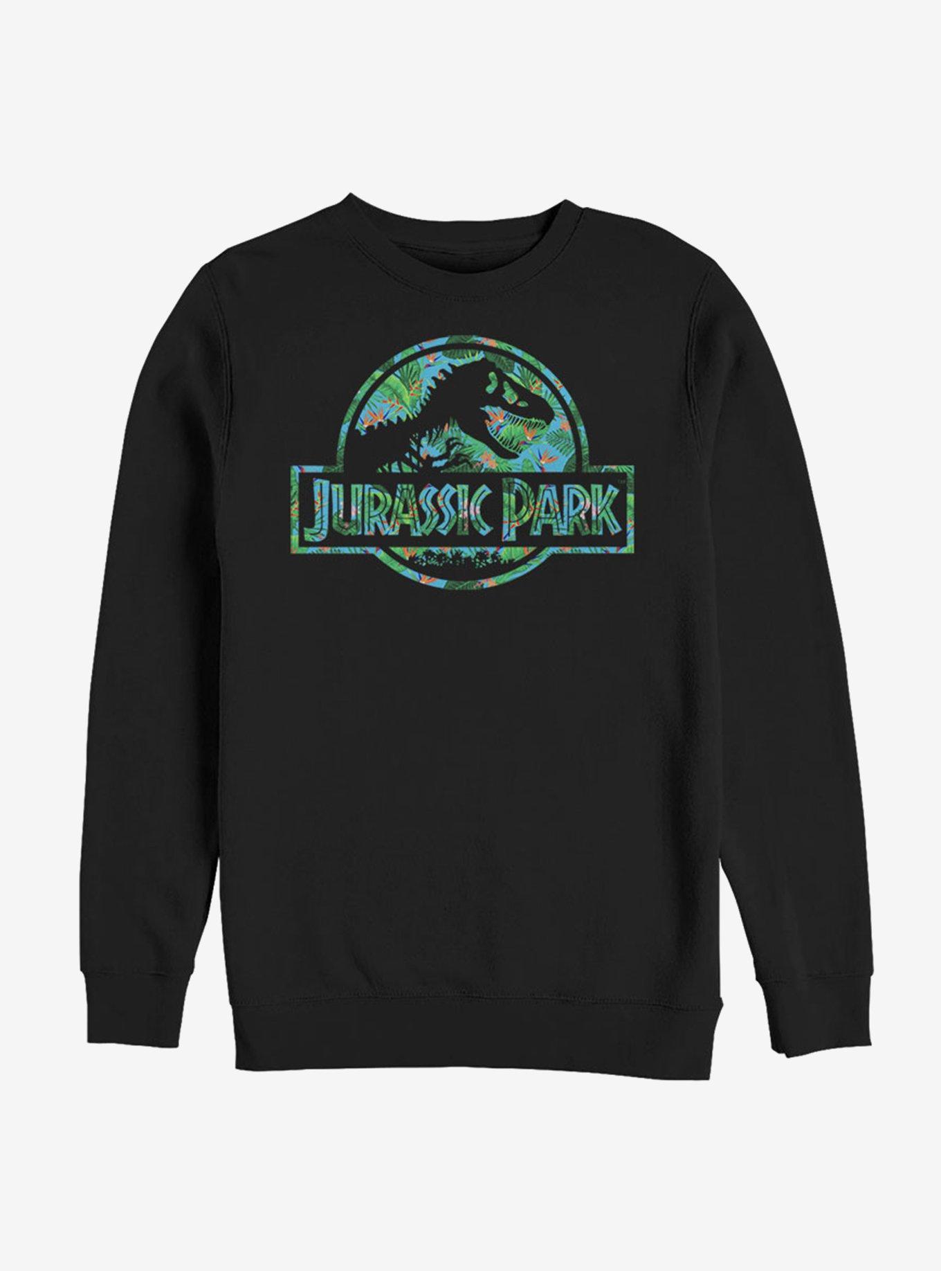 Jurassic Park Floral Logo Sweatshirt, BLACK, hi-res