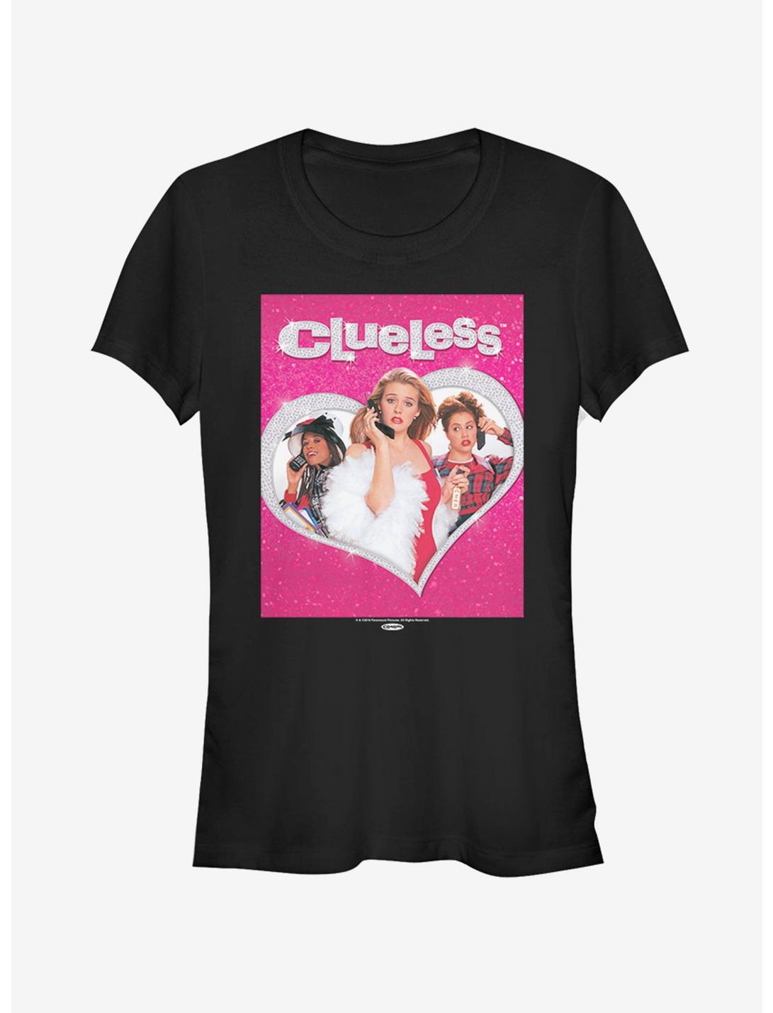Clueless Bling Heart Girls T-Shirt, BLACK, hi-res