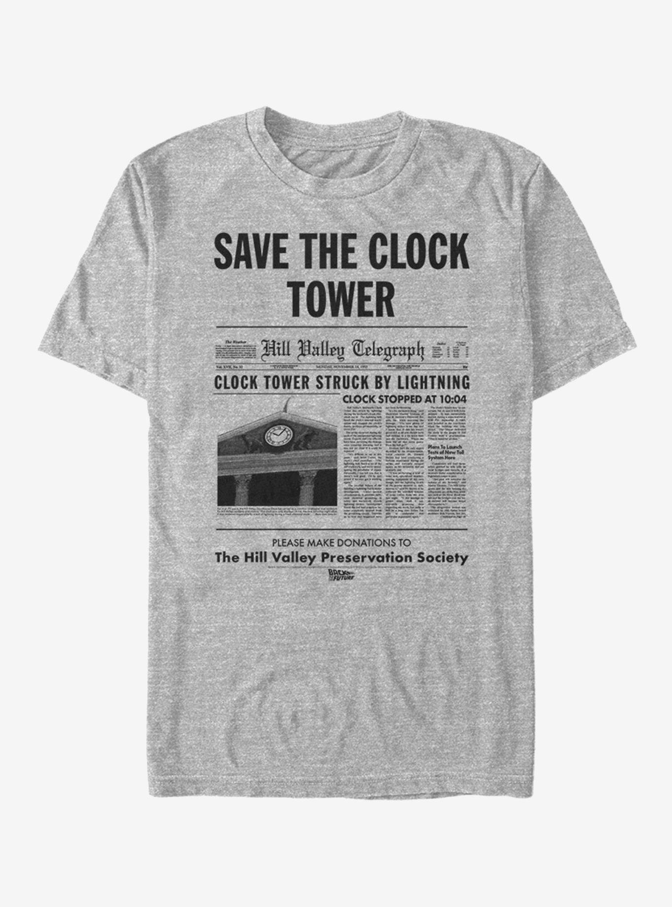 Back to the Future Clock Tower T-Shirt, ATH HTR, hi-res