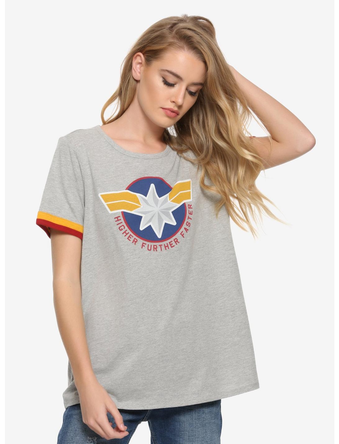 Her Universe Marvel Captain Marvel Higher Faster Womens T-Shirt - BoxLunch Exclusive, MULTI, hi-res