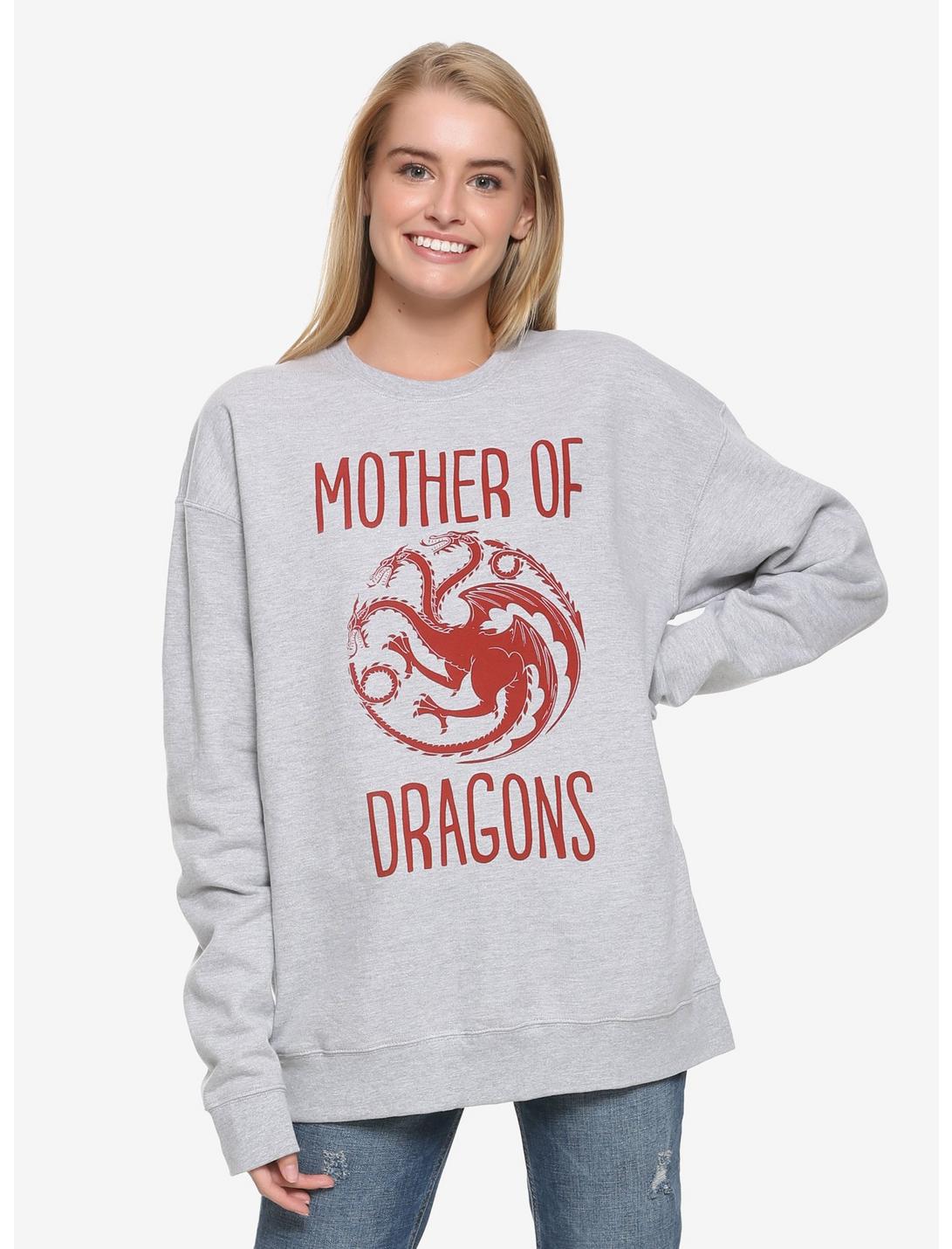 Game Of Thrones Mother Of Dragons Womens Sweatshirt - BoxLunch Exclusive, GREY, hi-res
