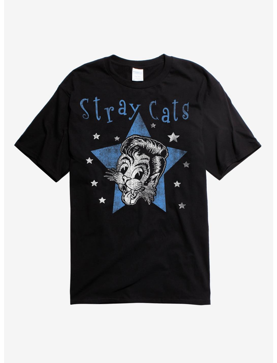 Stray Cats Logo Starts T-Shirt, BLACK, hi-res