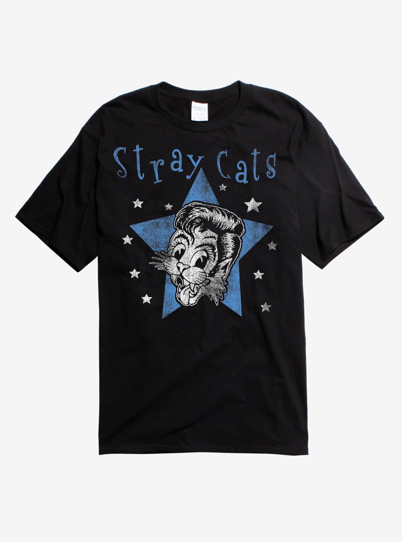 Stray Cats Logo Starts T-Shirt, BLACK, hi-res