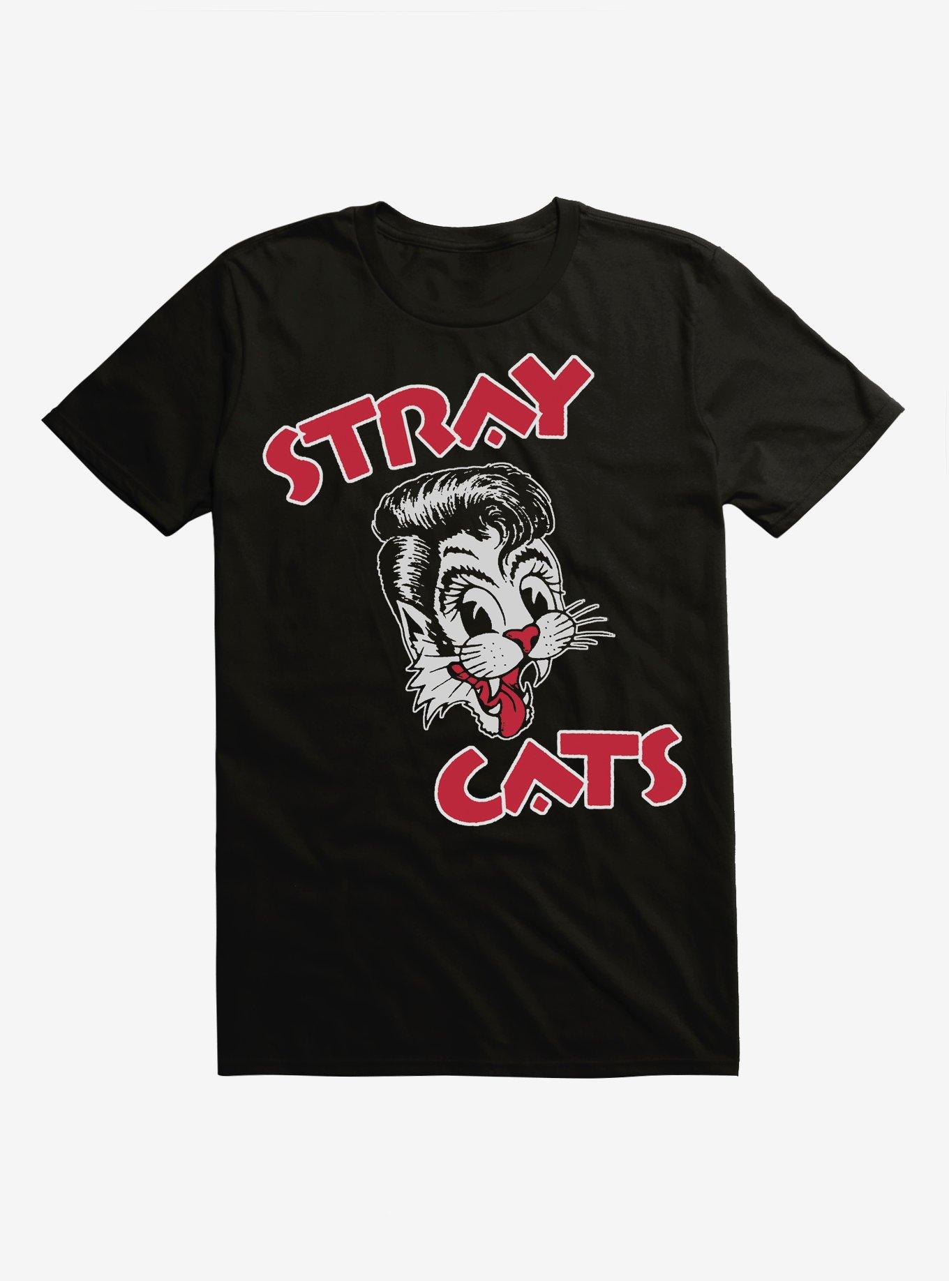 Stray Cats Cat Head Logo T-Shirt, BLACK, hi-res