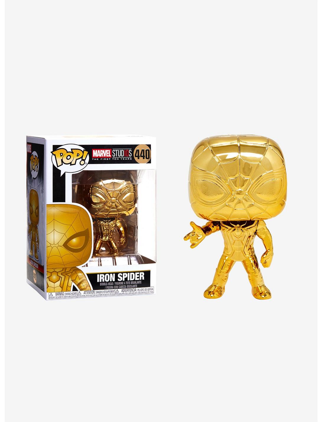 Funko Marvel Studios: The First Ten Years Pop! Gold Chrome Iron Spider Bobble-Head, , hi-res