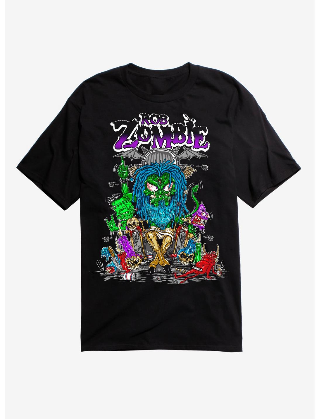 Rob Zombie Cartoon Throne T-Shirt, BLACK, hi-res