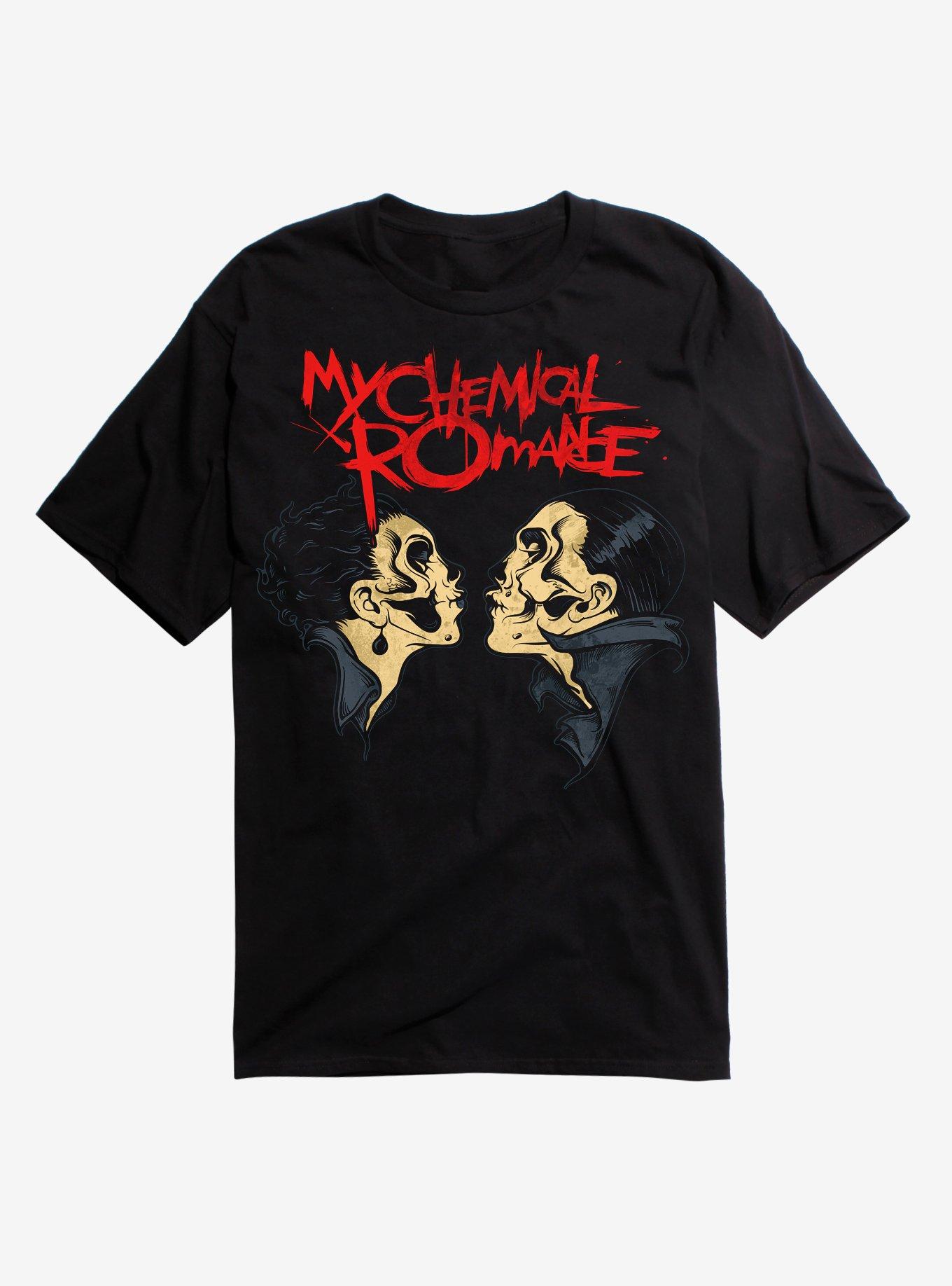 My Chemical Romance Kissing Skeletons T-Shirt, BLACK, hi-res