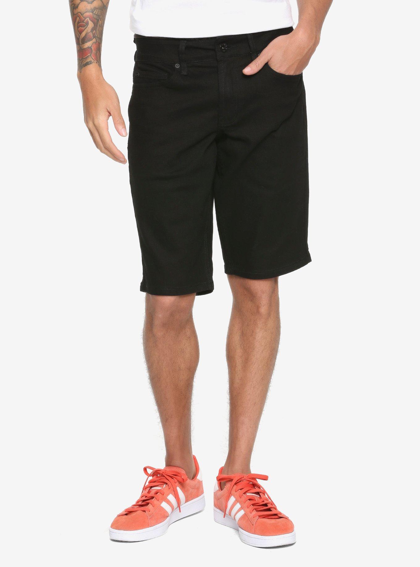 Black Skinny Shorts, BLACK, hi-res