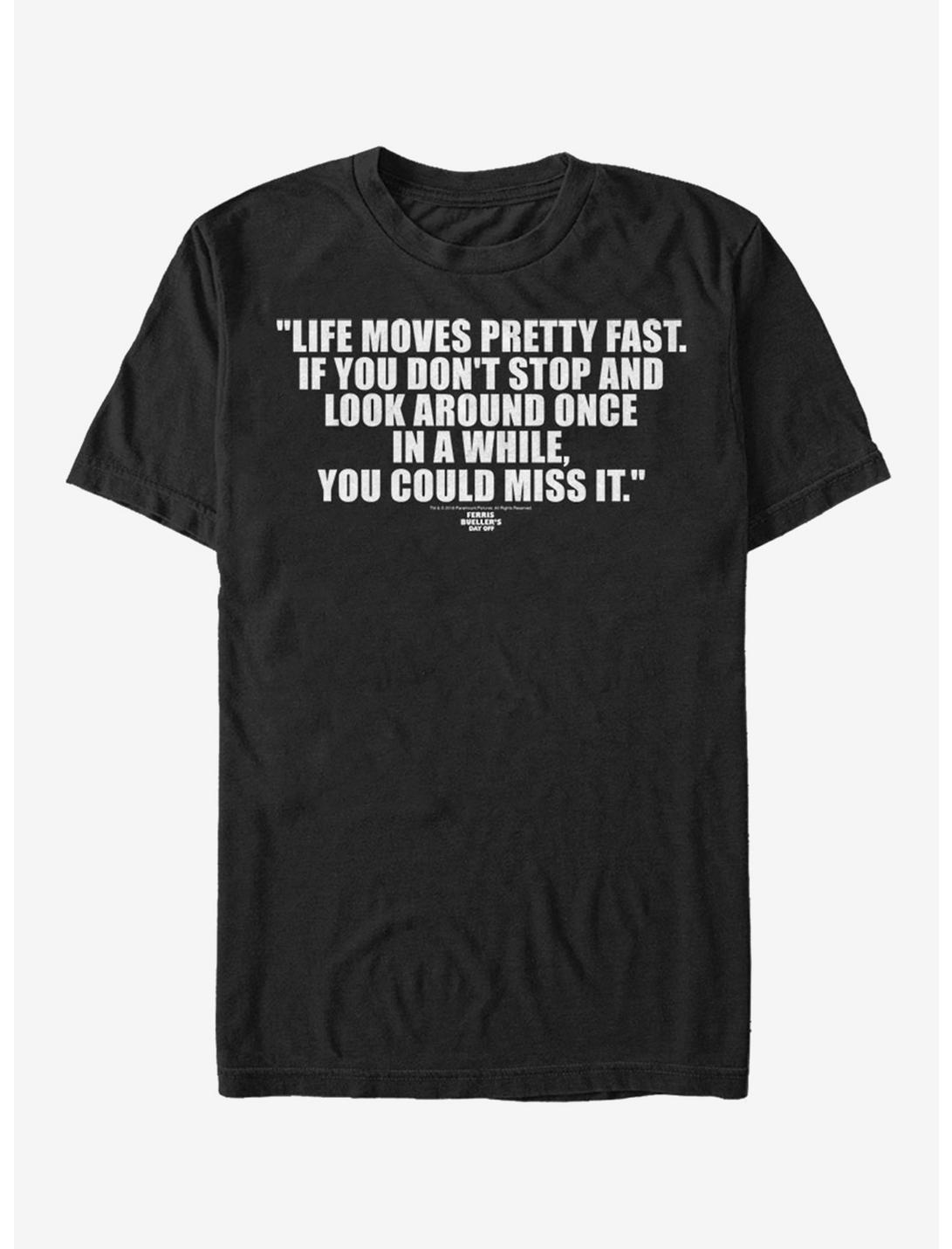 Ferris Bueller's Day Off Life Moves Pretty Fast T-Shirt, BLACK, hi-res