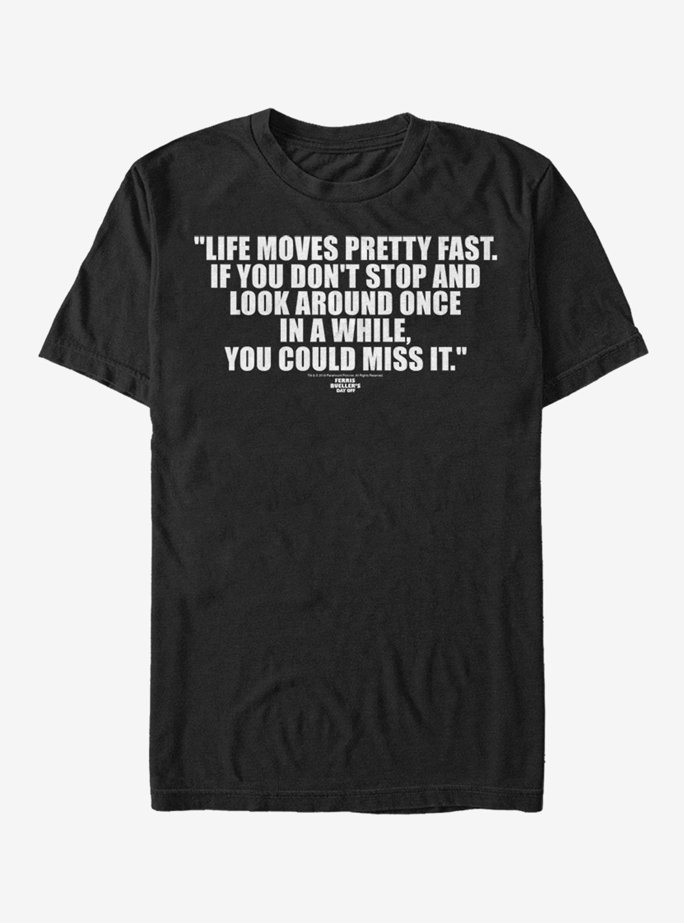 Ferris Bueller's Day Off Life Moves Pretty Fast T-Shirt, BLACK, hi-res