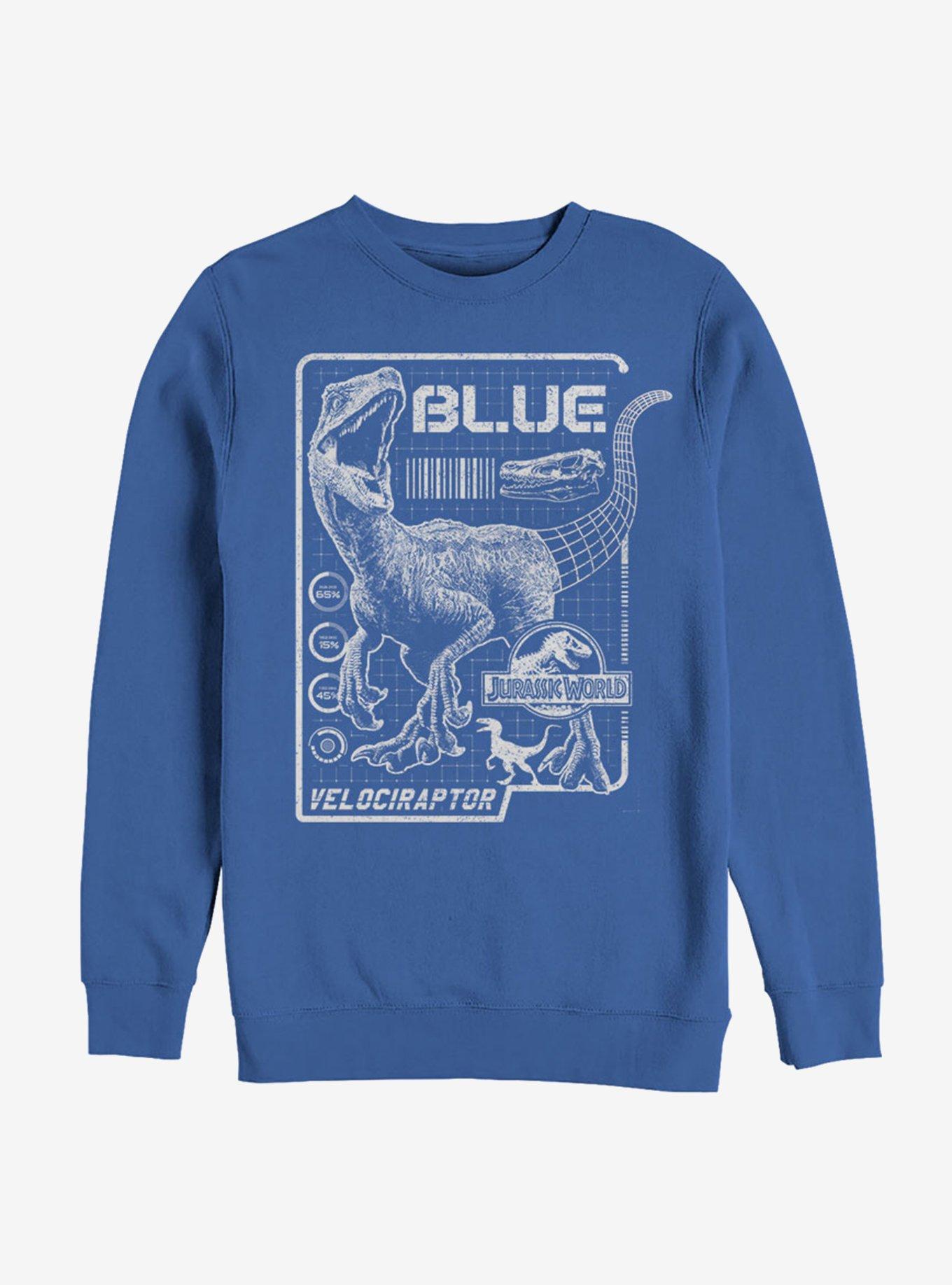 Jurassic Park Raptor Blue Print Sweatshirt, ROYAL, hi-res