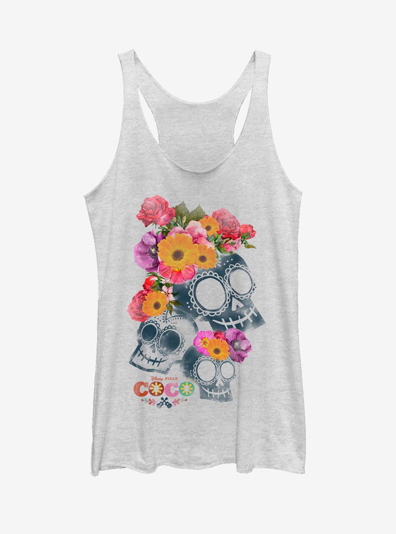 Disney Pixar Coco Calaveras Heathered Girls Tank Top, WHITE HTR, hi-res