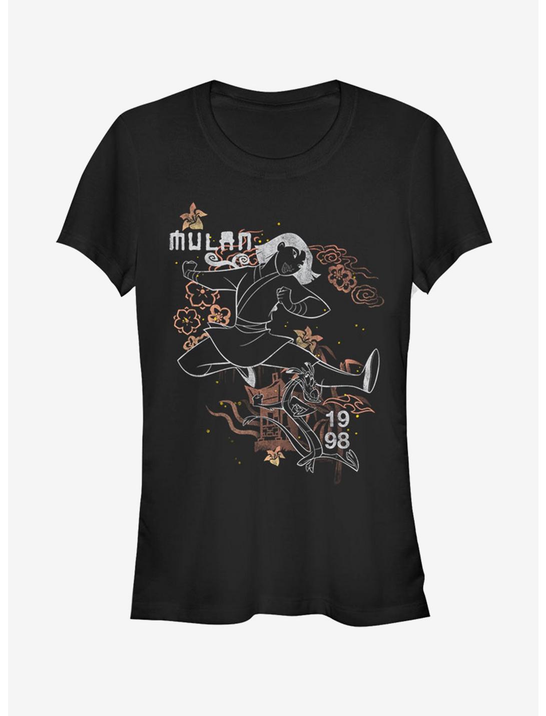 Disney Mulan Outline Girls T-Shirt, BLACK, hi-res