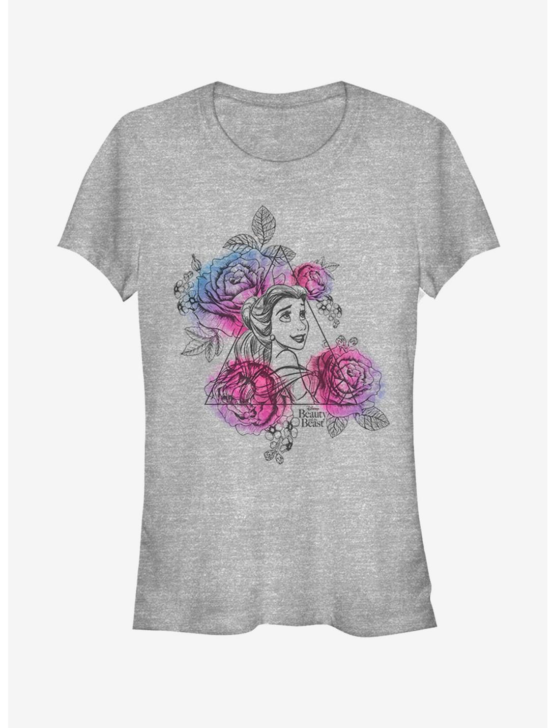Disney Beauty And The Beast Belle Roses Triangle Girls T-Shirt, ATH HTR, hi-res
