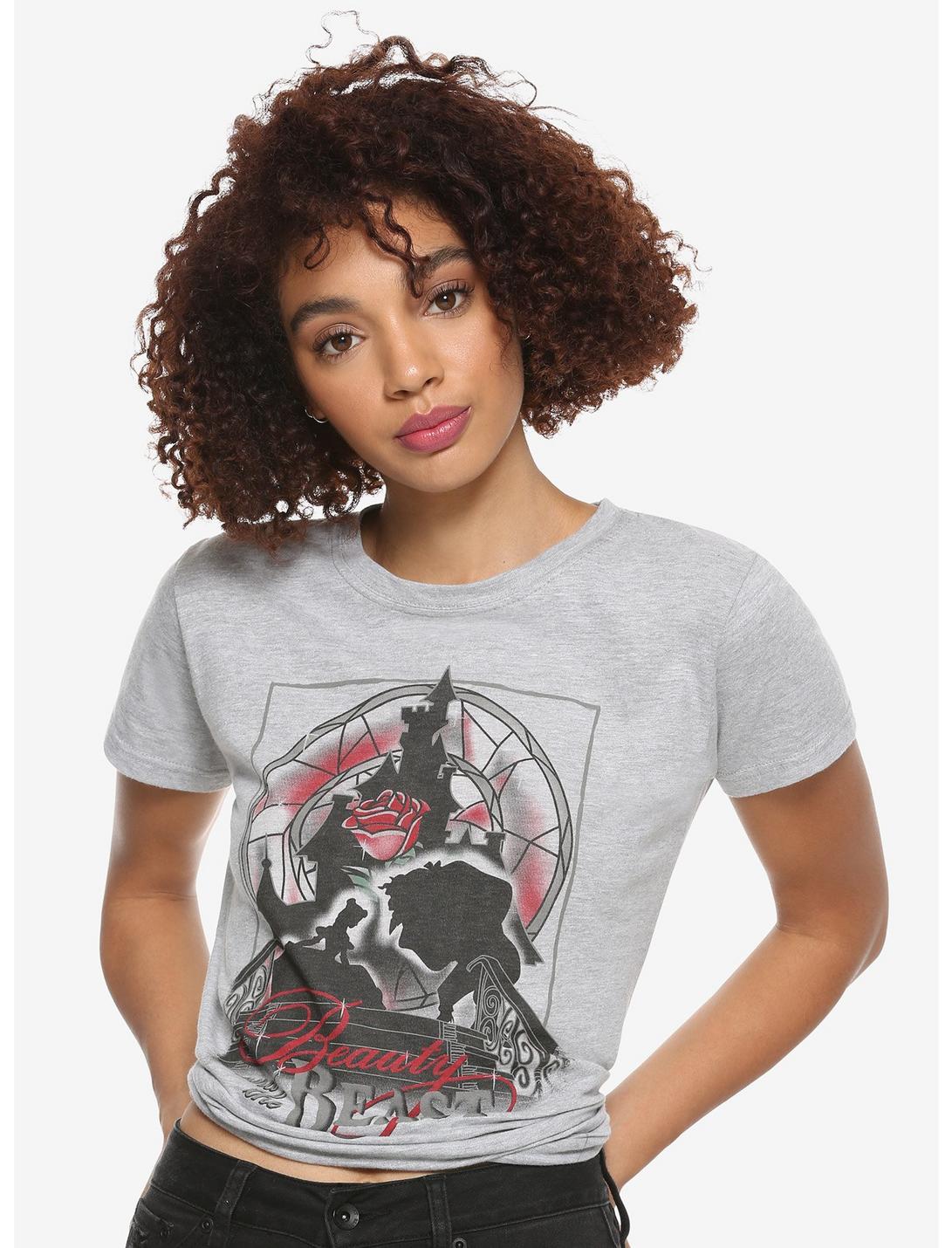 Disney Beauty And The Beast Silhouette Stained Glass Girls T-Shirt, MULTI, hi-res