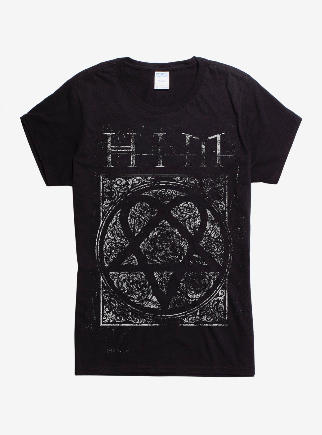 HIM Distressed Roses Girls T-Shirt, BLACK, hi-res
