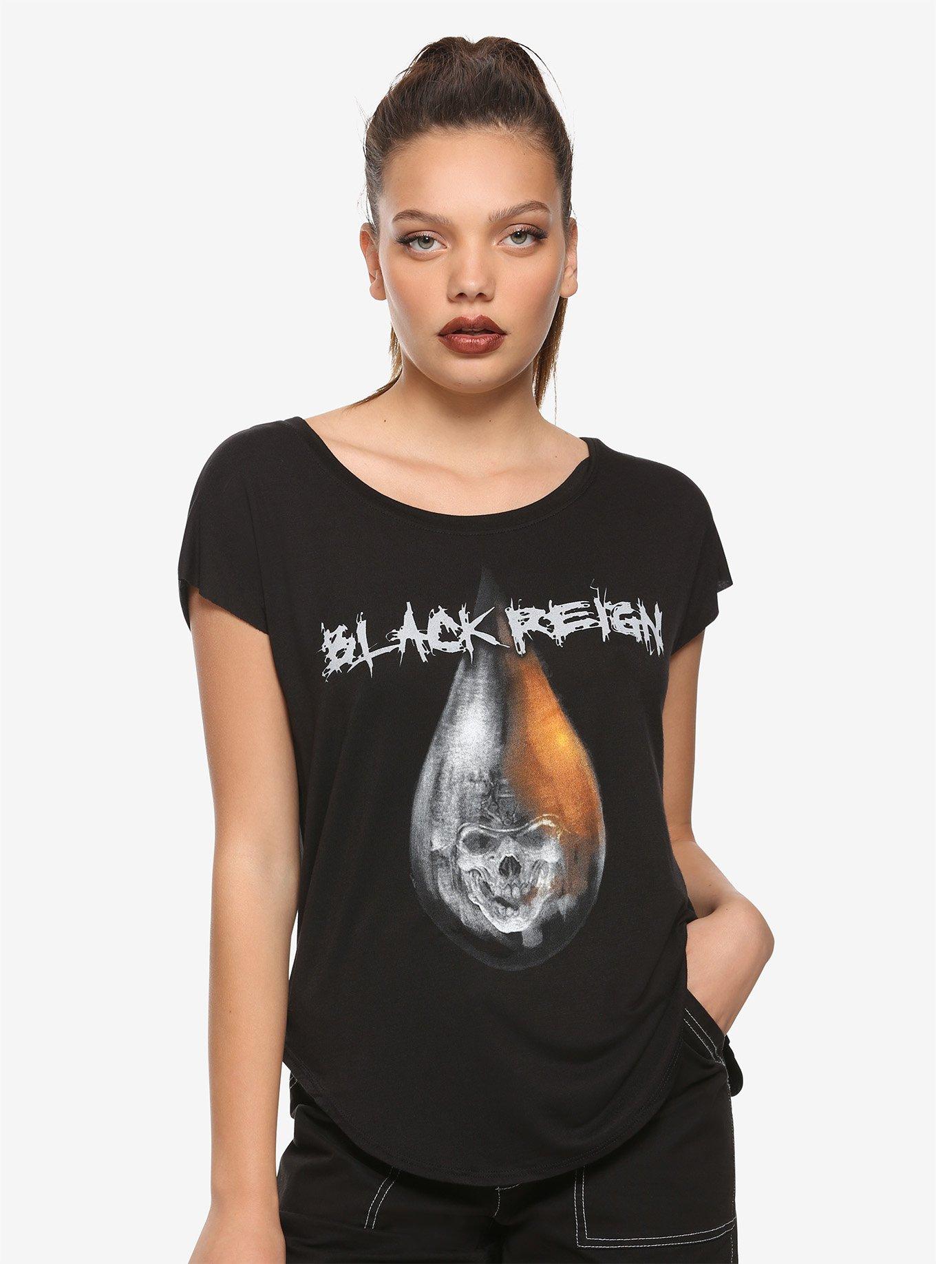 Avenged Sevenfold Black Reign Skull Drop Girls Dolman Sleeve Top, BLACK, hi-res