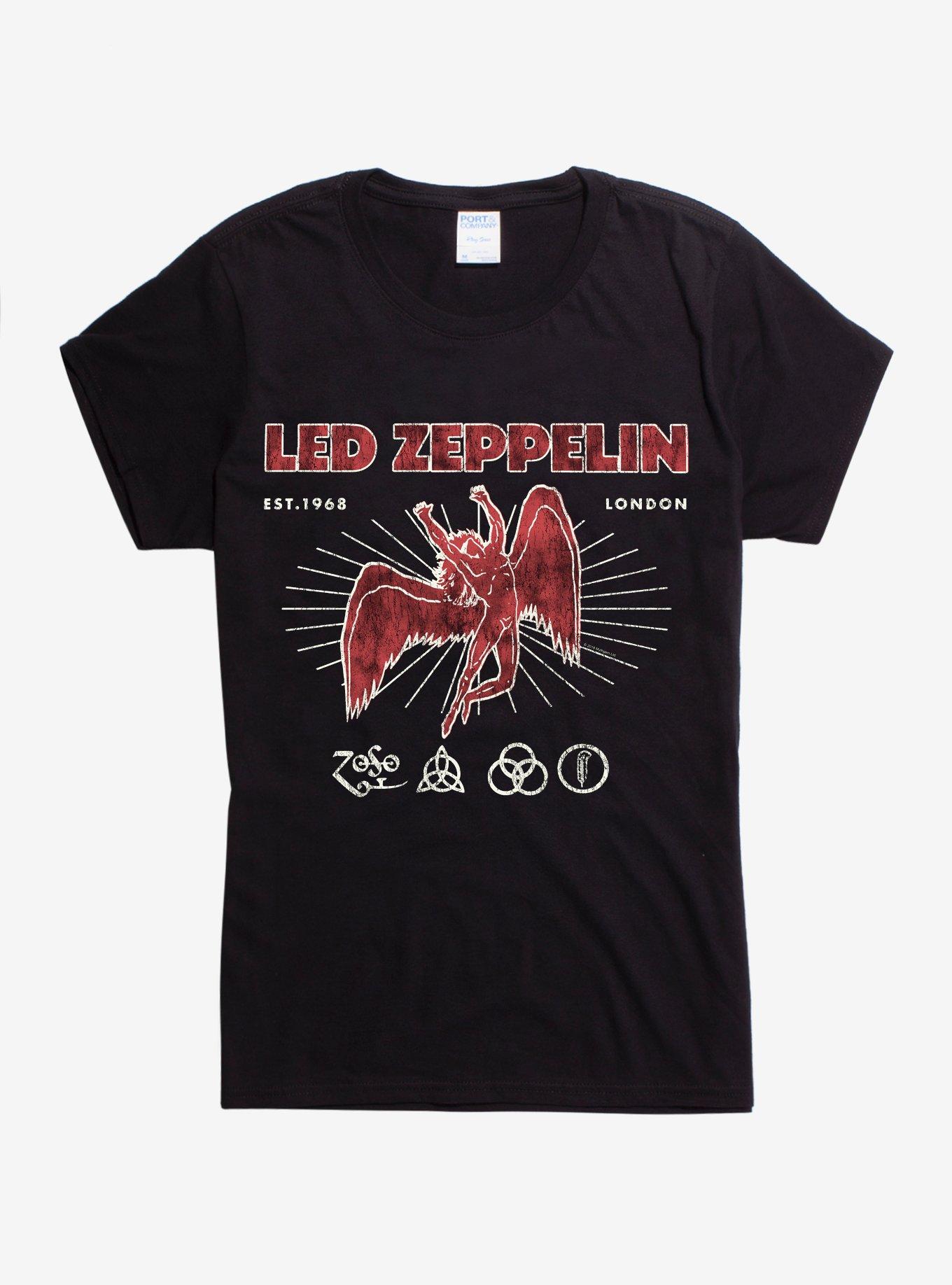 Led Zeppelin Red Icarus Logo Girls T-Shirt, BLACK, hi-res