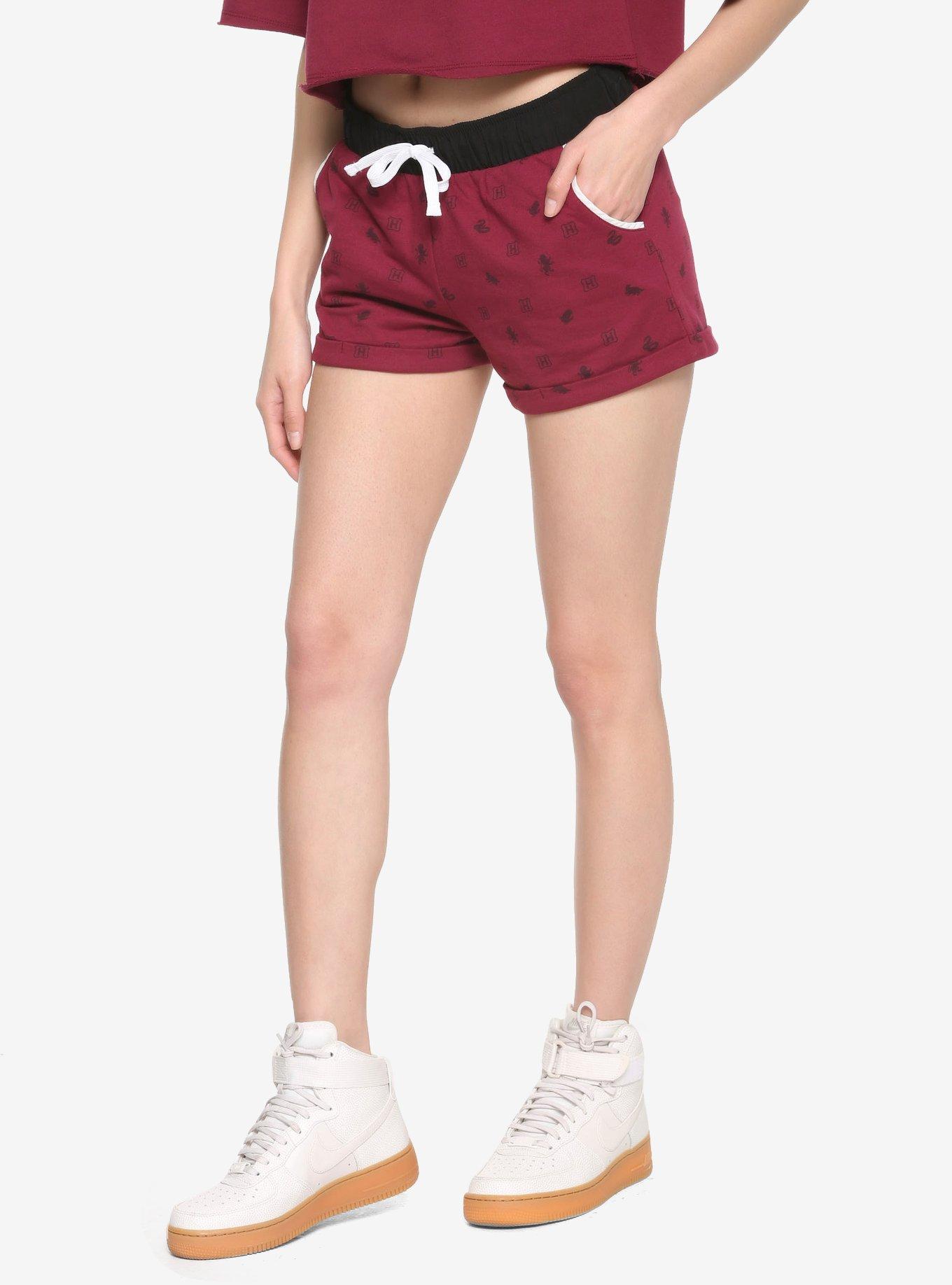 Harry Potter Hogwarts Girls Soft Shorts, BURGUNDY, hi-res