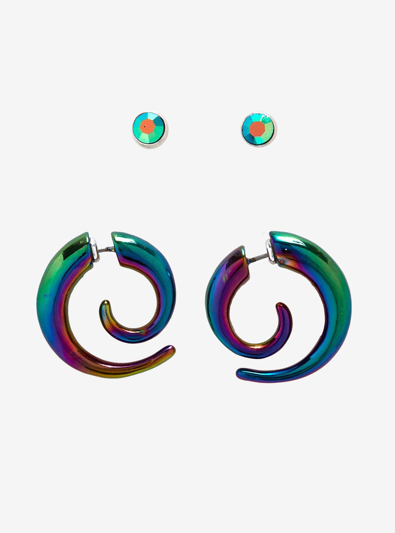 Anodized Faux Swirls & Stud Earring Set, , hi-res