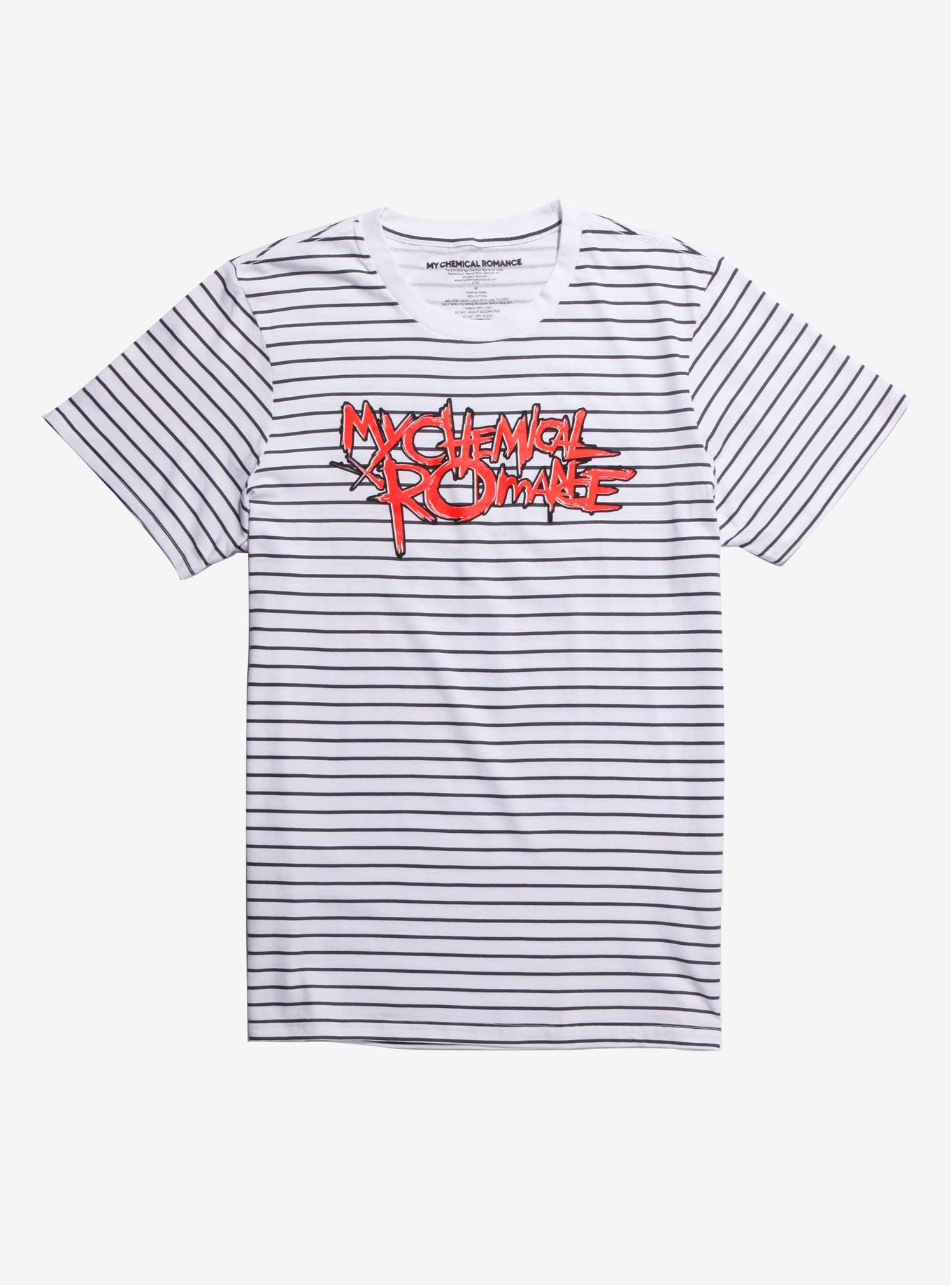 My Chemical Romance Logo Striped T-Shirt, WHITE, hi-res
