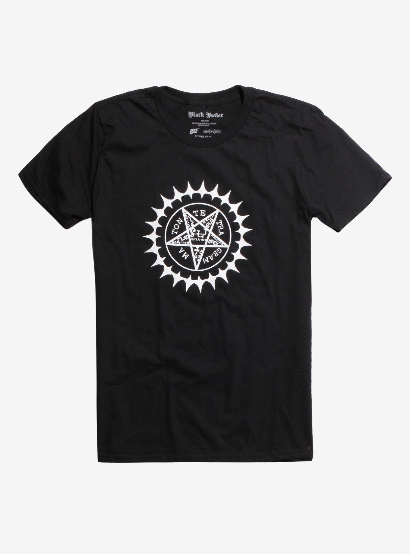 Black Butler Tetragrammaton Pentagram T-Shirt, WHITE, hi-res