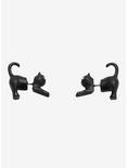 Black Cat Faux Tunnel Earrings, , hi-res