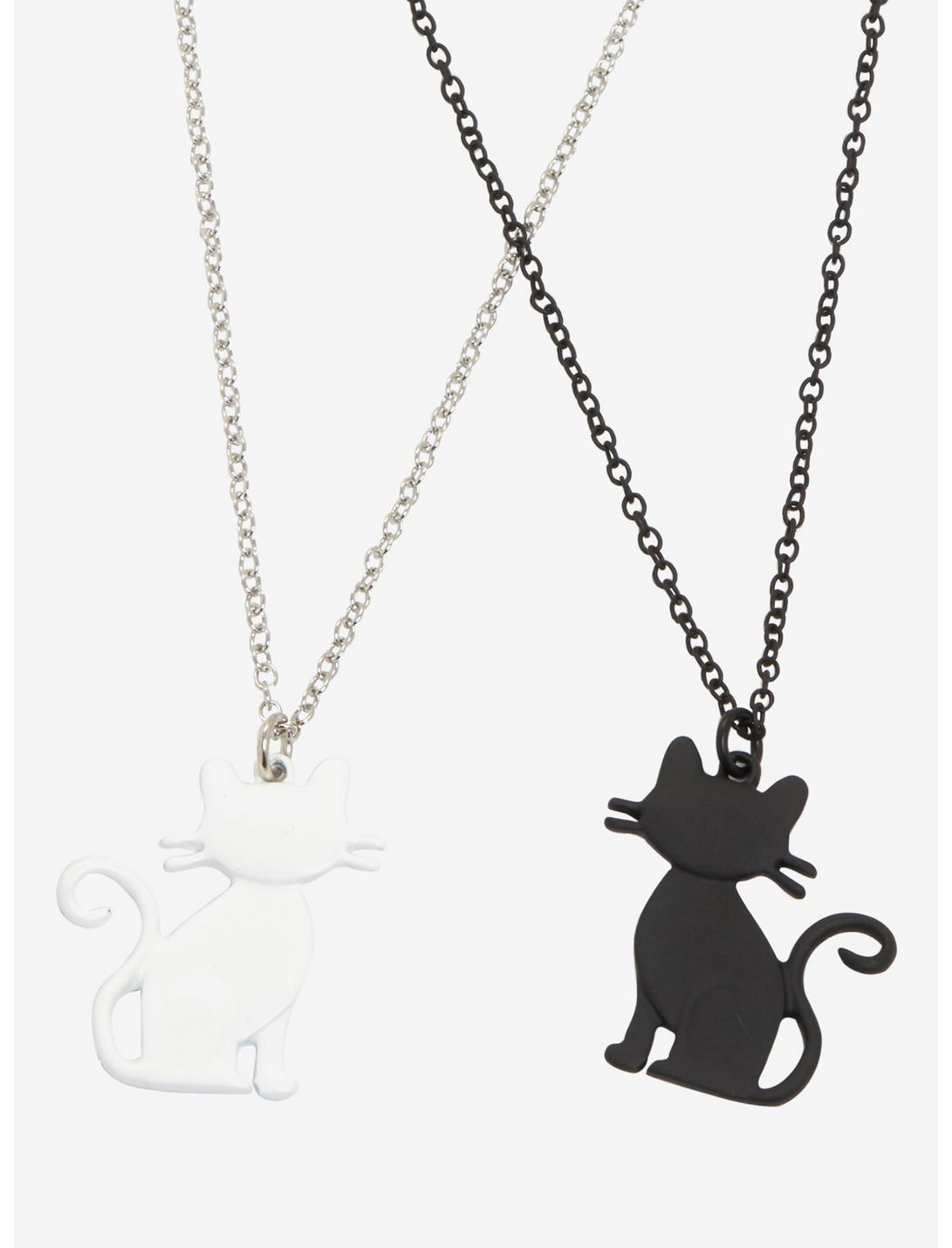 Black & White Cat Best Friend Necklace Set, , hi-res