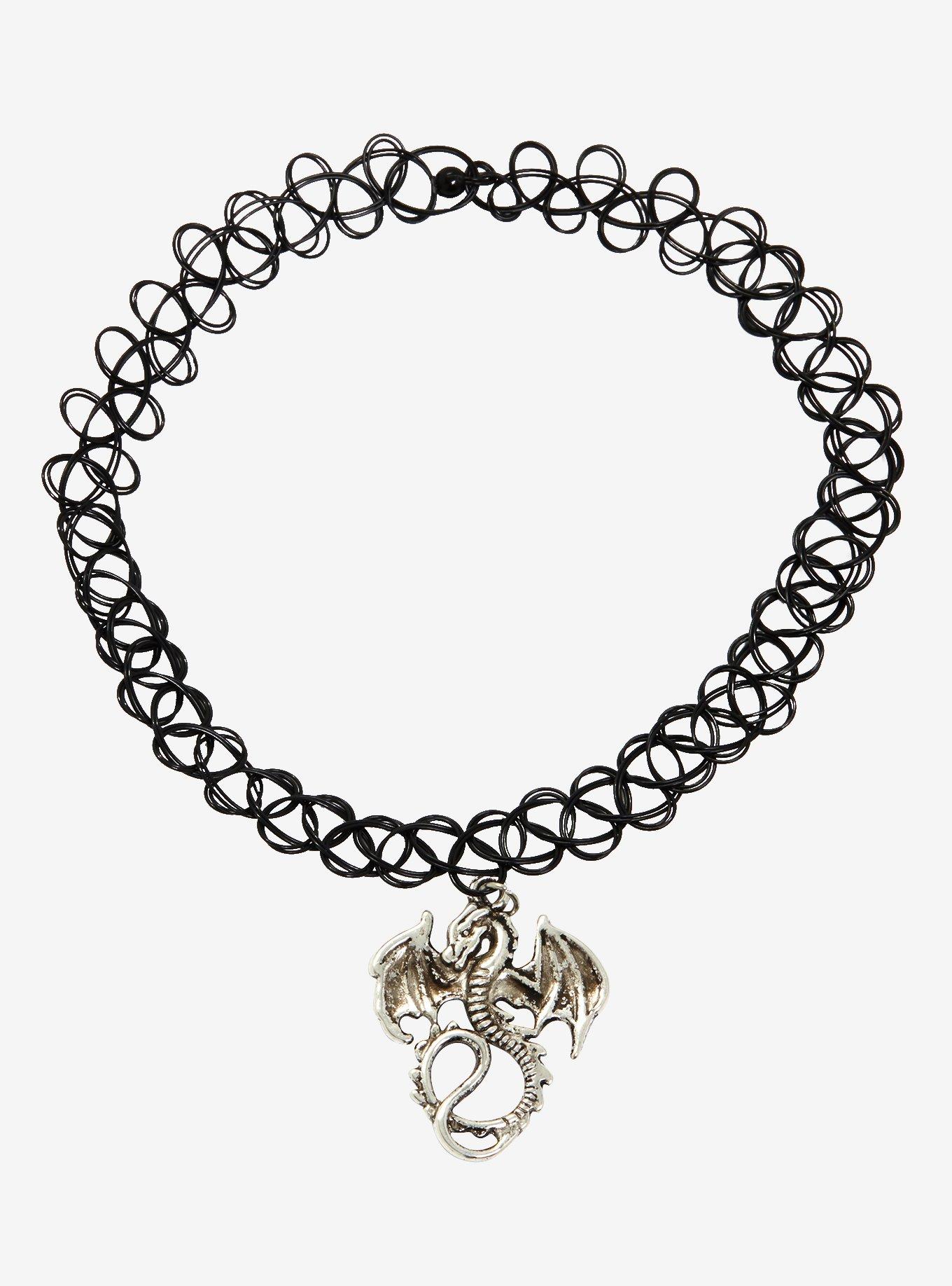 Dragon Charm Tattoo Choker, , hi-res