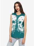 Teal Double Skull Girls Muscle Top, TEAL, hi-res