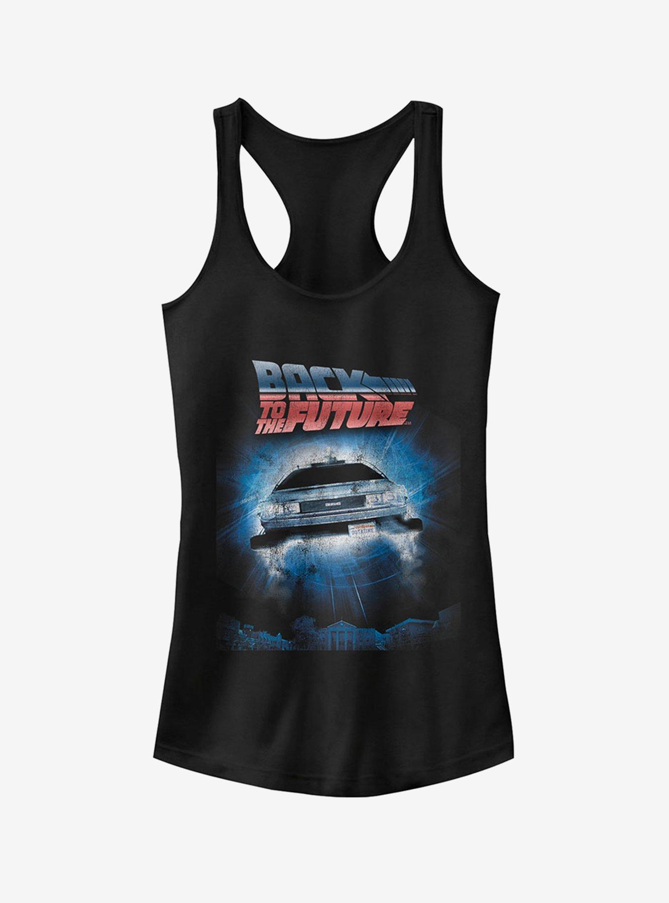 Retro DeLorean Poster Girls Tank, BLACK, hi-res