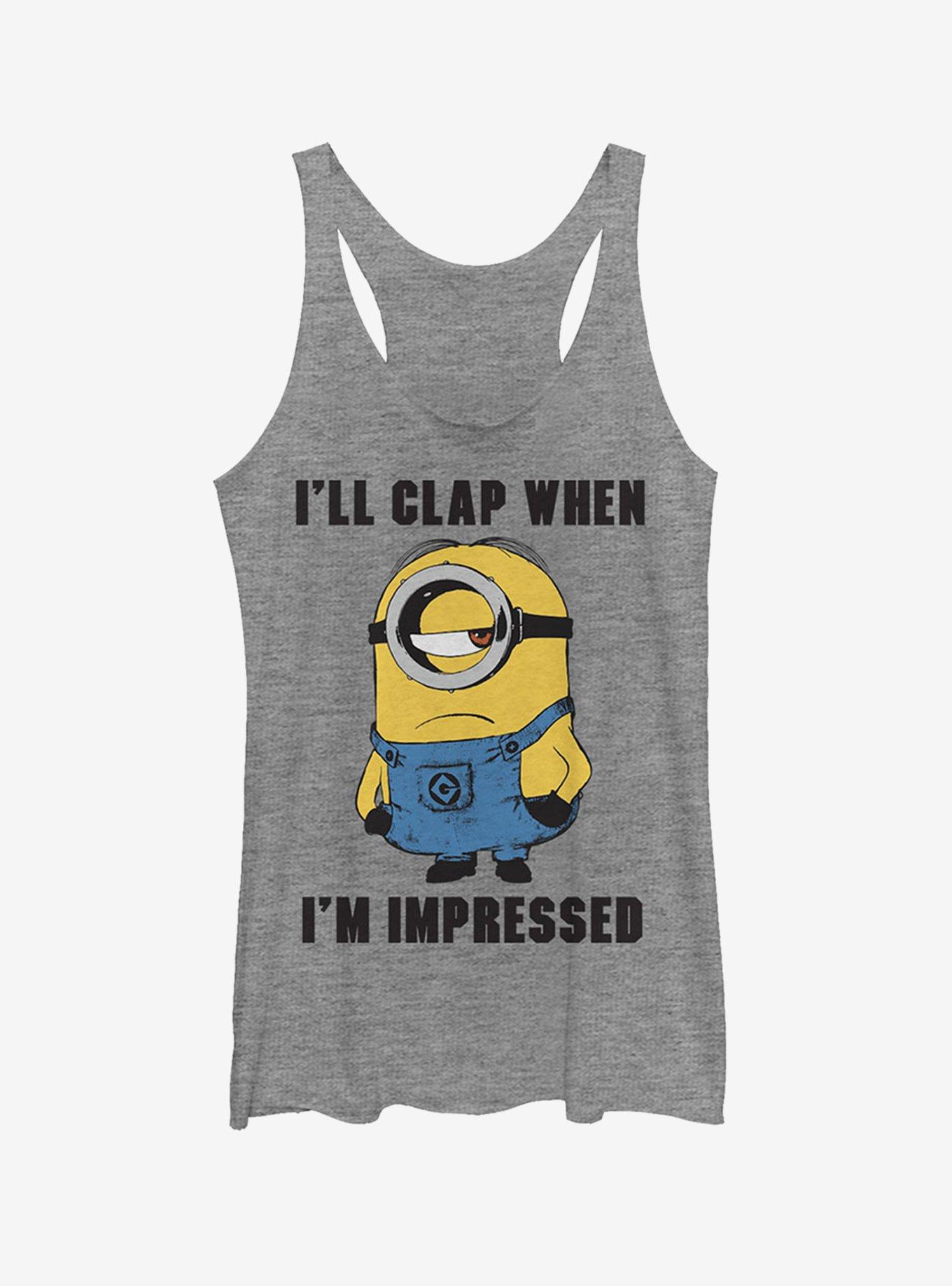 Minions Clap When Impressed Girls Tank, GRAY HTR, hi-res