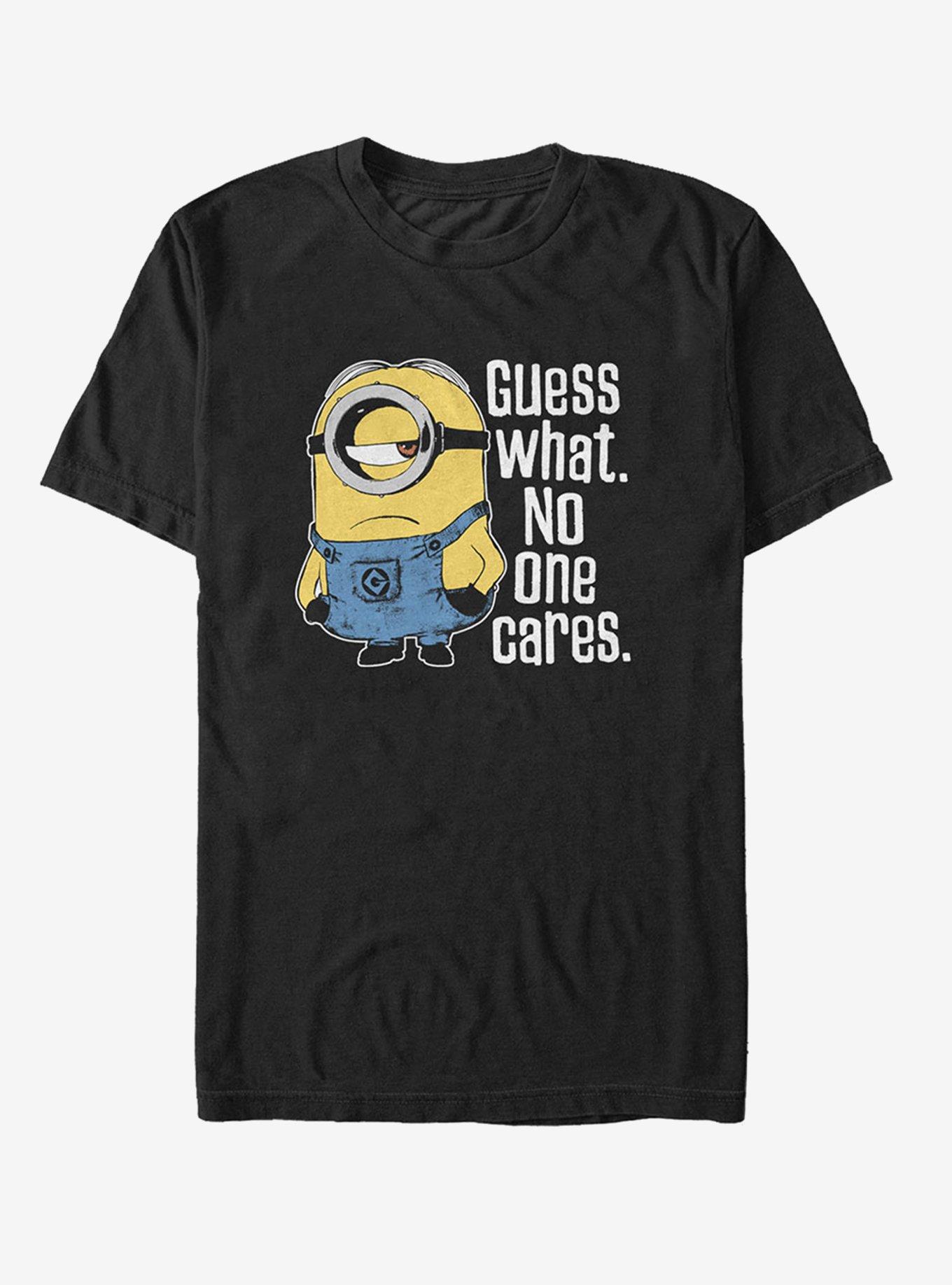 Minion No One Cares T-Shirt, BLACK, hi-res