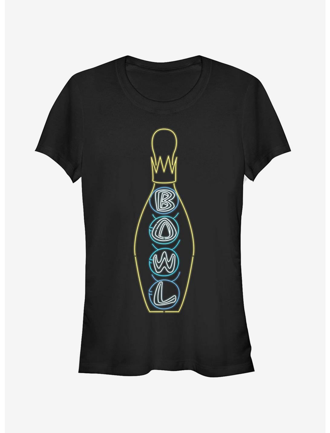 Bowling Neon Light Print Girls T-Shirt, BLACK, hi-res